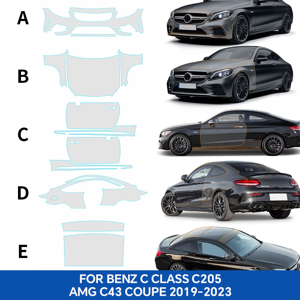 For Mercedes BENZ C CLASS C205 - Car Paint Protection Film Kit Pre Cut review and price
